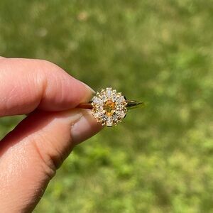 Madagascar yellow sapphire and moissanite ring